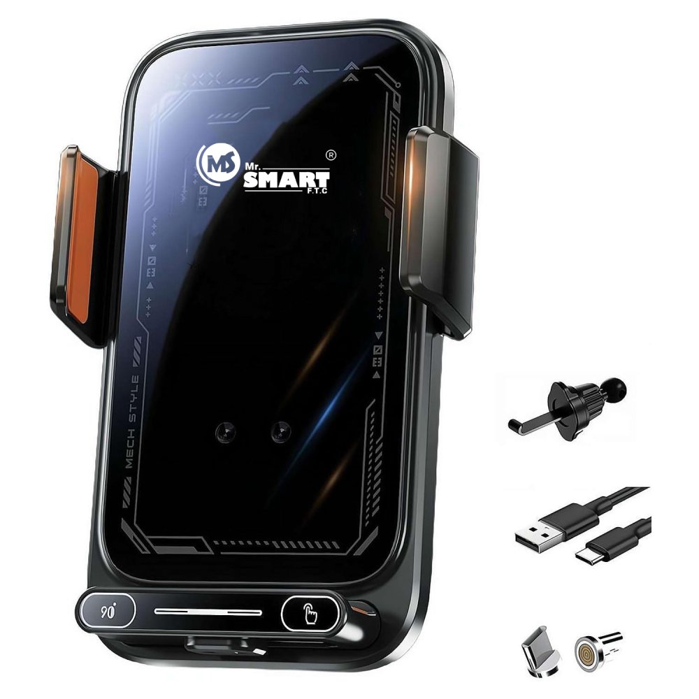 حامل هاتف لاسلكي للسيارة من مستر سمارت، مغناطيسي، يُثبّت على فتحة التهوية، يدور 360 درجة، مع كابل USB-C
