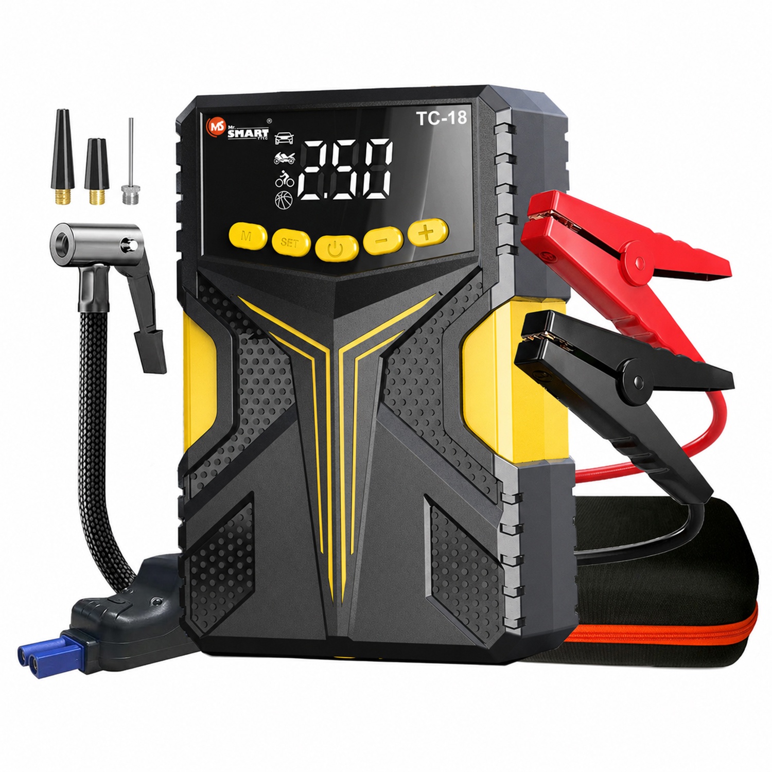 Mr. Smart TC-18 Jump Starter with 150 PSI Tyre Inflator, 3000A 12V, for Cars, SUVs, Trucks and Motorcycles