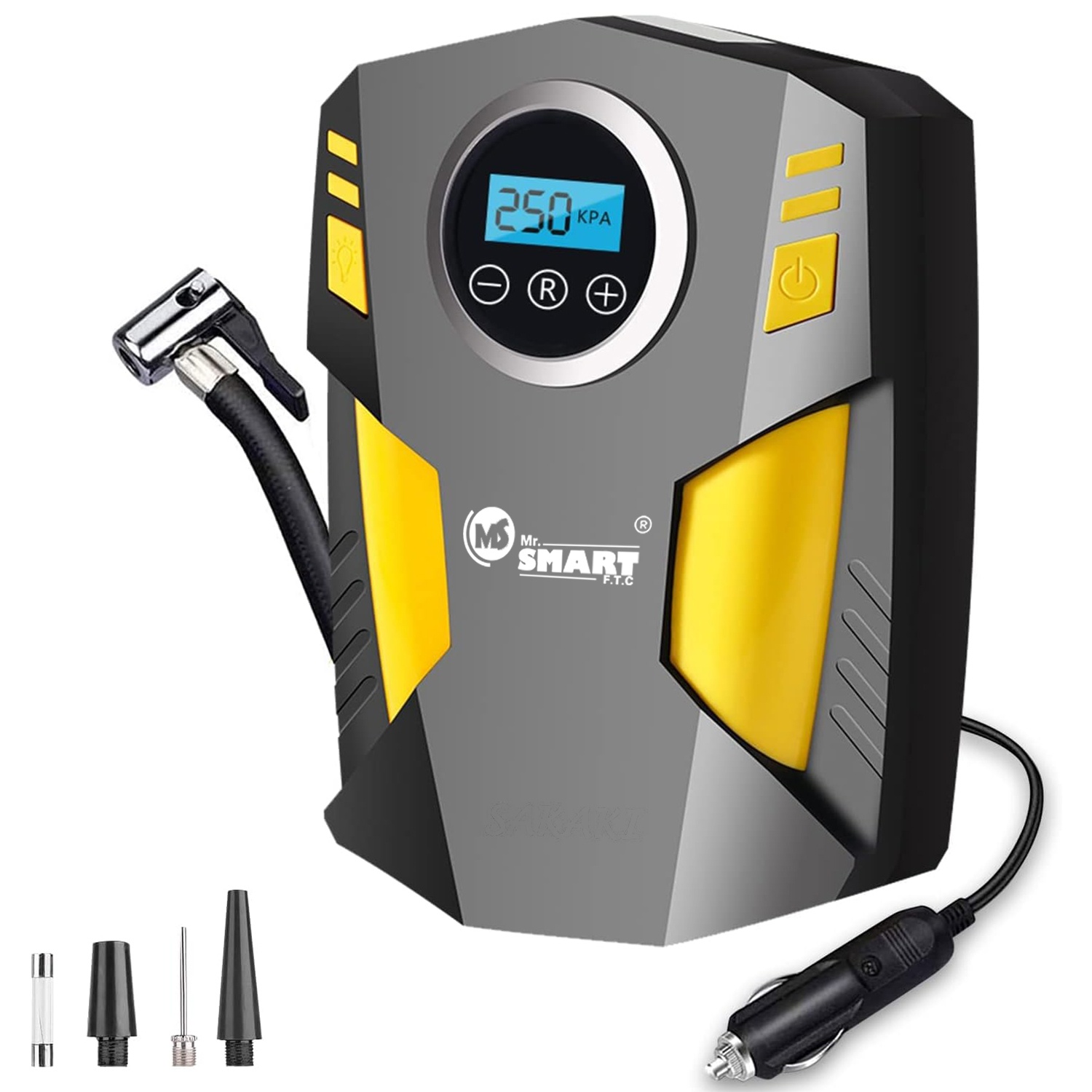 12V Digital Air Compressor, Portable Tyre Inflator with LCD Display, 100W Multi-Purpose Pump for Cars, Bikes, Motorcycles, Sports Balls, Carrying Case