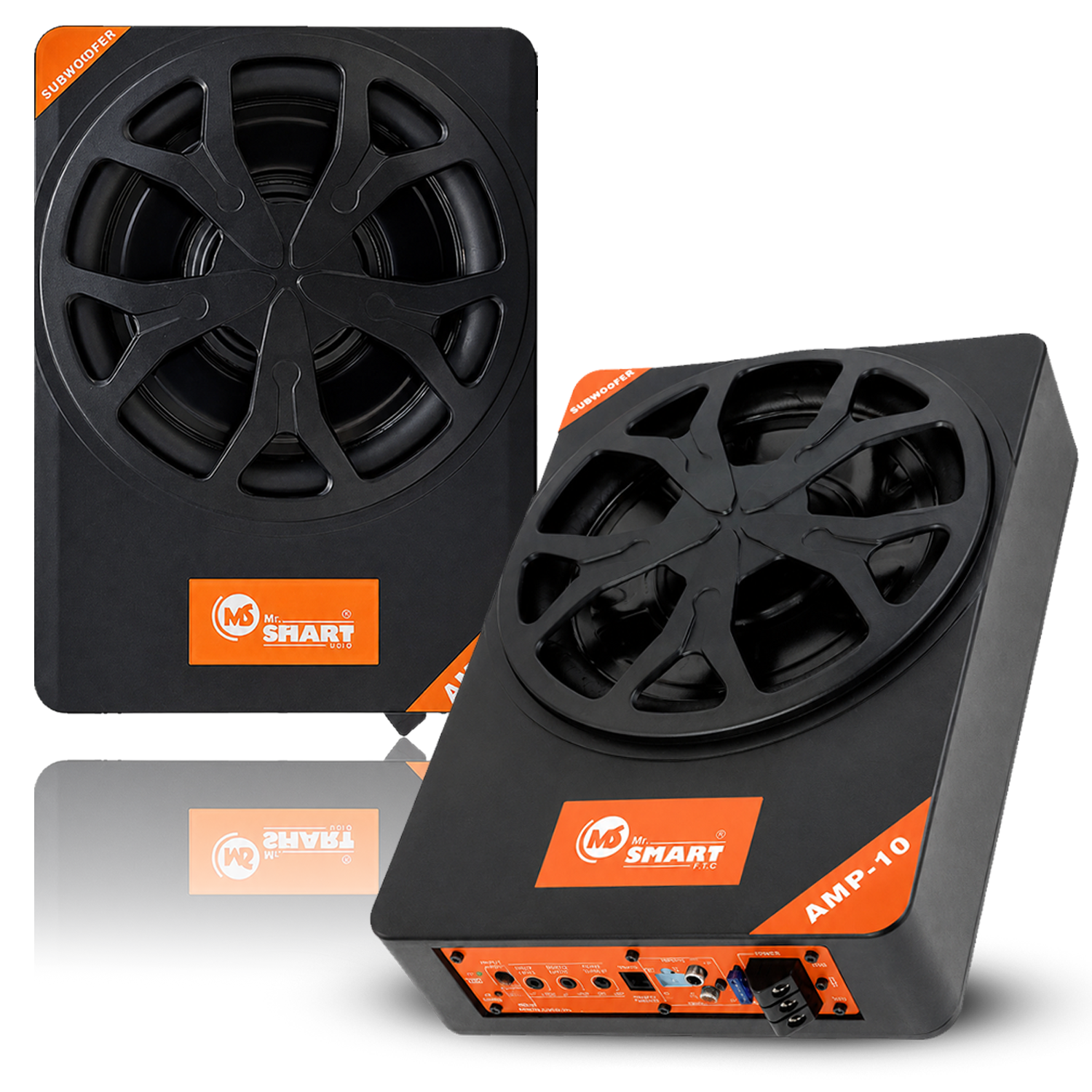 Mr. SMART AMP-10 Active Car Subwoofer, 10 Inch, 8000W, Built-In Amplifier with Remote Control