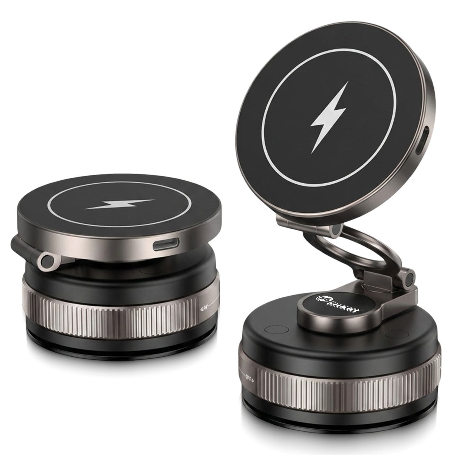 2 in 1 Magnetic Car Phone Holder compatible with MagSafe, 15W Fast Wireless Charging, 360° Rotation, Zinc Alloy, Foldable