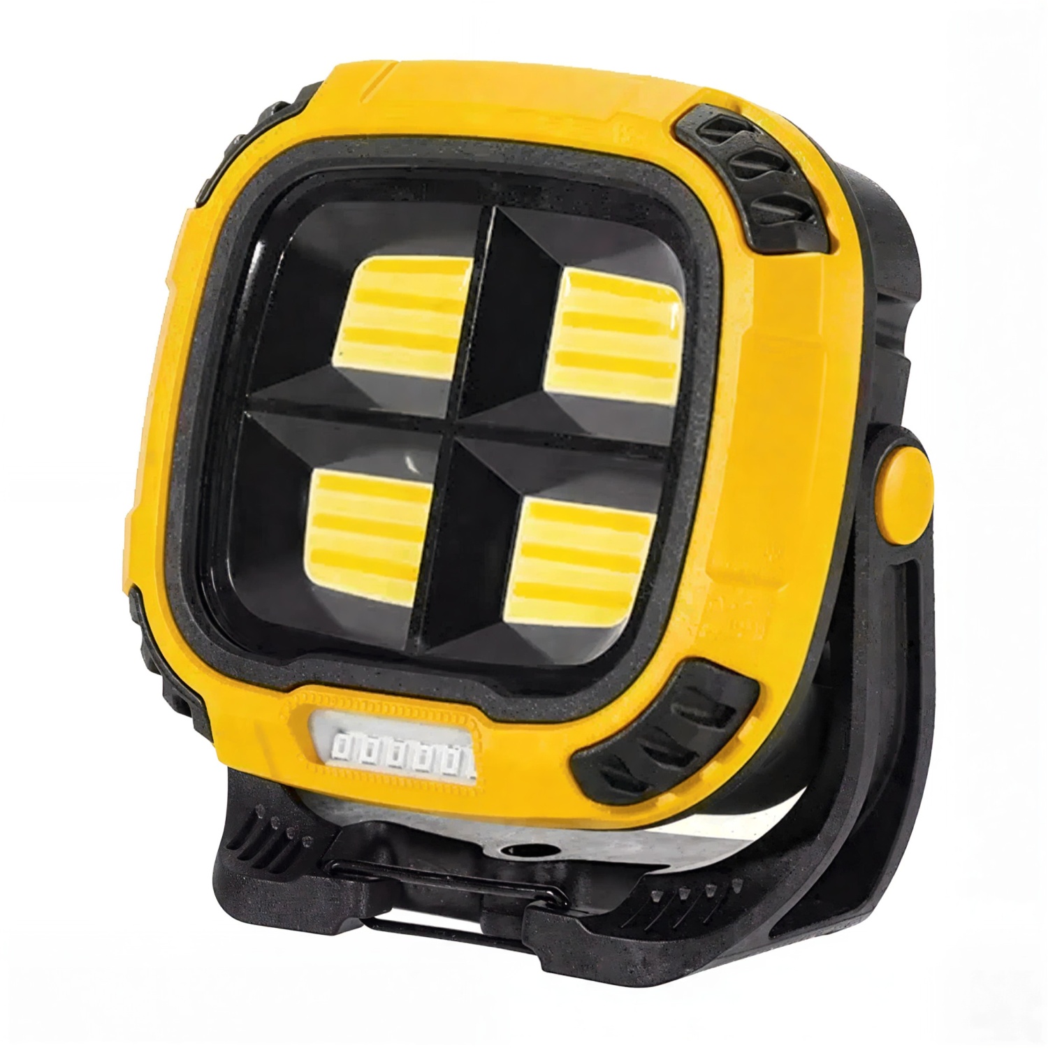 BRL-02 Portable COB Work Light, Yellow and Black, USB Rechargeable, Multi-Gear Switching, LED Power Display, Red Warning Light