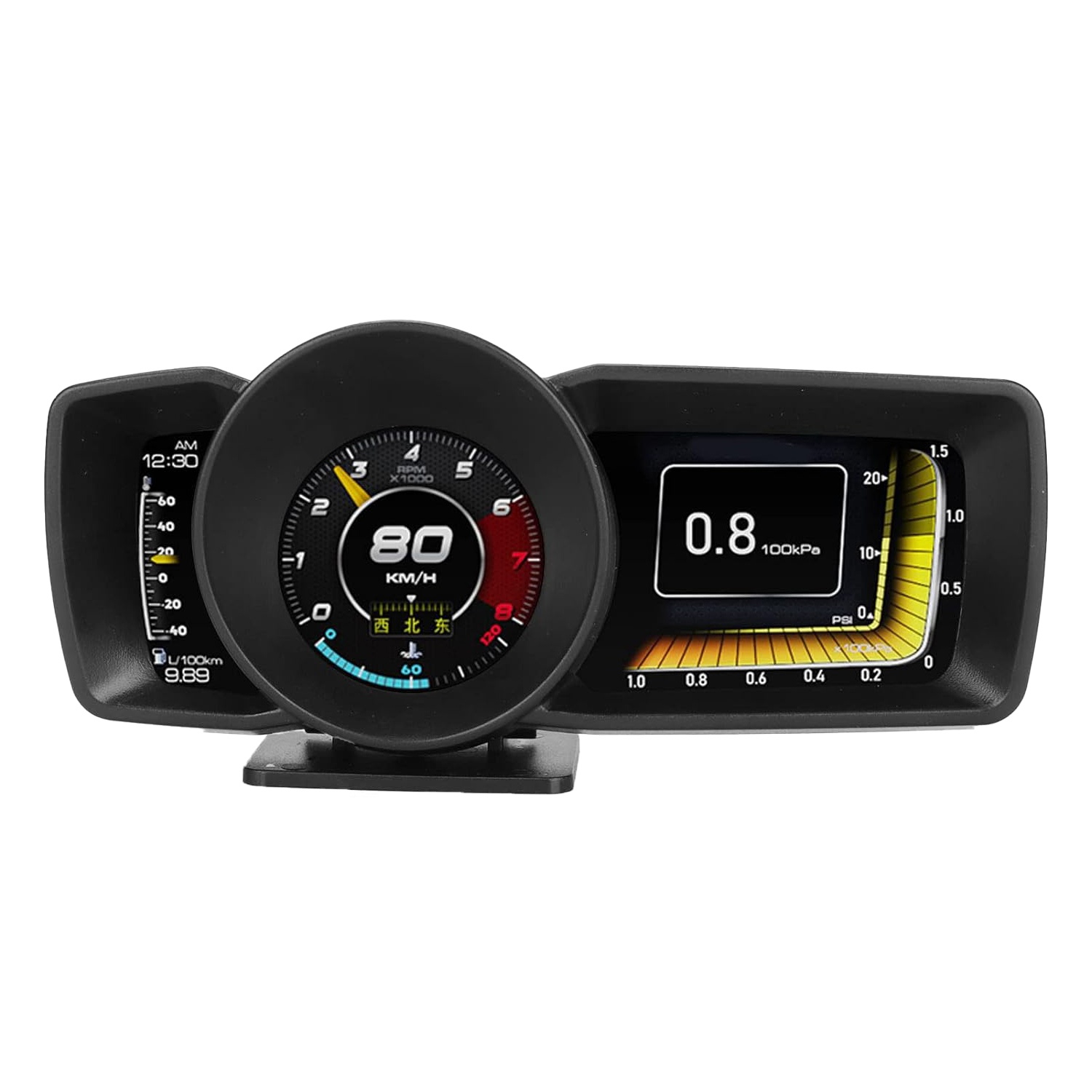 A600 Multi-Function OBD2 GPS Smart Gauge, 3 Screen Display, Speed RPM Turbo Pressure Monitor with 8 Alarm Functions