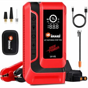 Mr. Smart LV-01 Car Jump Starter, 6000A High Power, 12V, with Air Compressor and 400-Lumen LED Flashlight