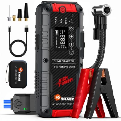 Mr. SMART TC-19 Jump Starter with Air Compressor, 10000mAh, 12V, 150PSI, for Cars, Trucks, Motorbikes