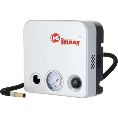 Mr. SMART F.T.C Portable Air Compressor, Fast Inflating, with Pressure Gauge and LED Light, 12V Car Tyre Inflator, Model MB-624