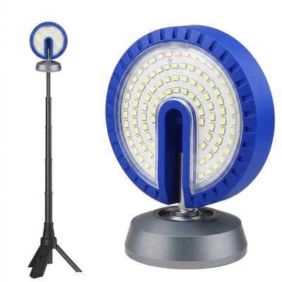 LED Camping Lantern with Solar Charging and Type-C USB, Rechargeable, Blue, Tripod Stand Included