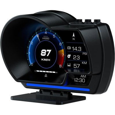 P6 Digital Car HUD Display, Multi-Interface Dashboard with Speed, RPM, Voltage, Temperature, Compass, Clock